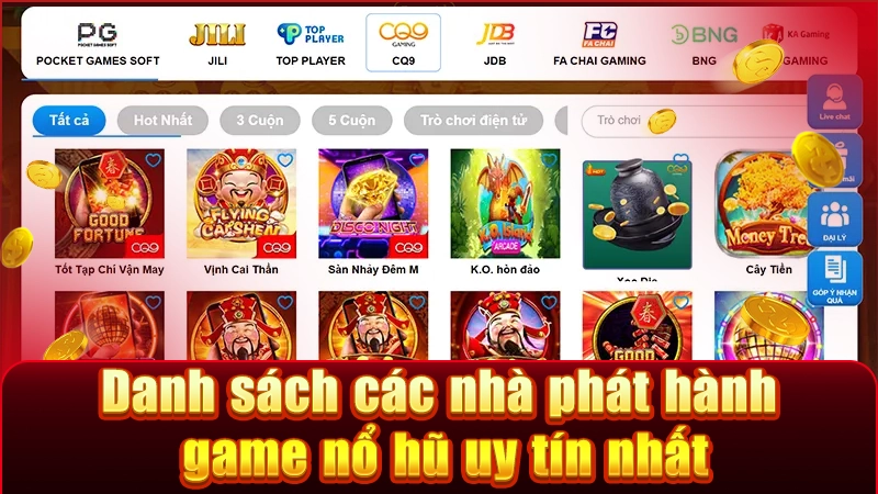 Danh sách những nhà cung cấp game nổ hũ danh tiếng thế giới